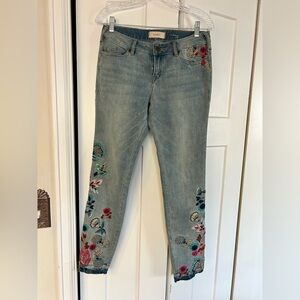 Sundance - Primrose Fit - Embroidered Floral Blue Jeans - Size 28